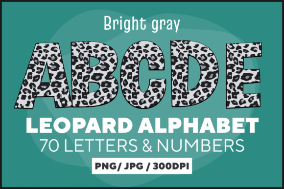 Bright Gray Leopard Сlipart: A Stylish Alphabet for Your Designs