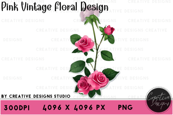 Charming Pink Floral Vintage Design Graphic for Creative Projects