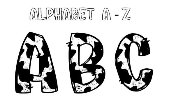 Country Doodle Alphabet Letters Cowhide: A Rustic Design Asset