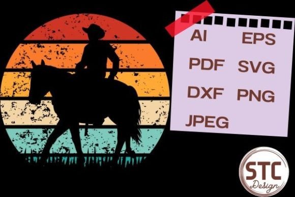 Cowboy Silhouette Retro Sunset Vintage: A Modern Vector Masterpiece