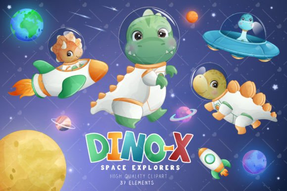 Doodle Dinosaurs Space Clipart: Cosmic Creativity for Modern Projects