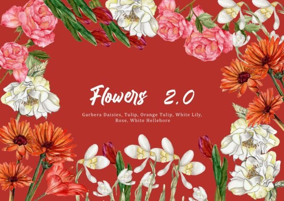 Flower Watercolor Set 2.0: Fresh Florals for Your Designs