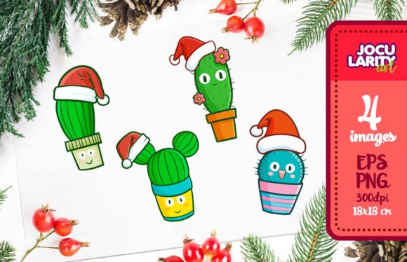 Funny Cute Cactus in Christmas Mode: Festive Design Delight