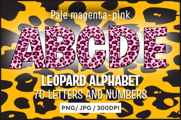Pale Magenta-pink Leopard Alphabet: A Creative Asset for Bold Projects