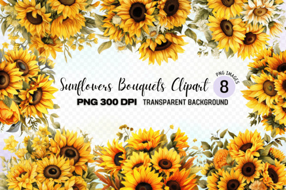 Sunflowers Floral Bouquets Clipart PNG: Your Design Toolkit