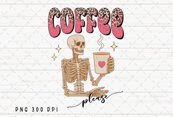 Unleashing the Retro Coffee Please Skeleton Leopard PNG