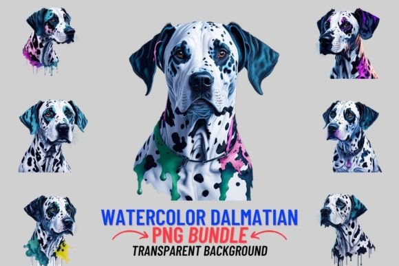 Watercolor Dalmatian Dog 12 PNG Clipart for Your Projects